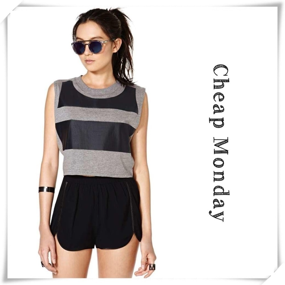 Cheap Monday Blockie Striped Crop Tank in Gray